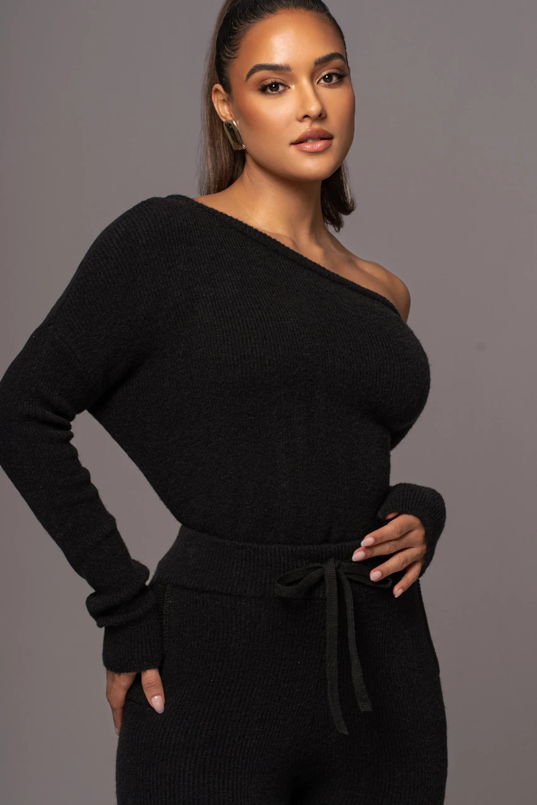 JLUXLABEL Black Sedona Knit Pant Set