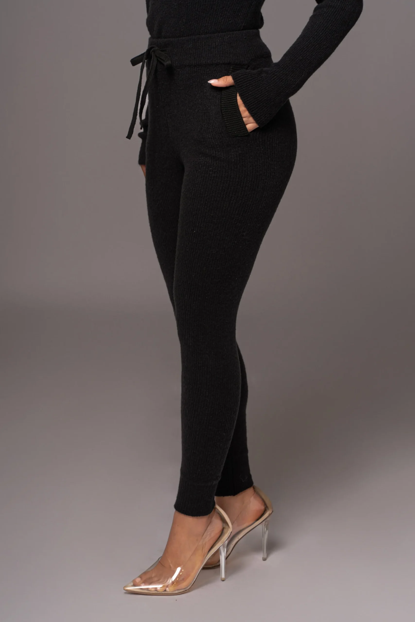 JLUXLABEL Black Sedona Knit Pant Set