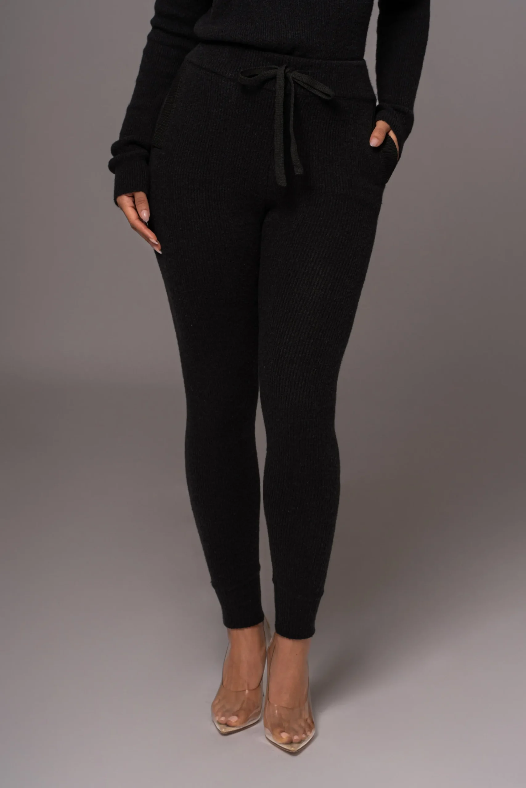 JLUXLABEL Black Sedona Knit Pant Set