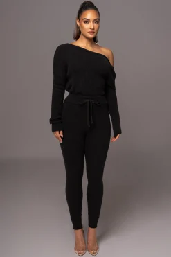 JLUXLABEL Black Sedona Knit Pant Set