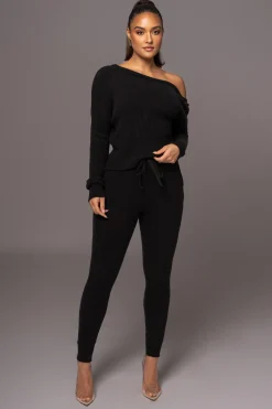 JLUXLABEL Black Sedona Knit Pant Set