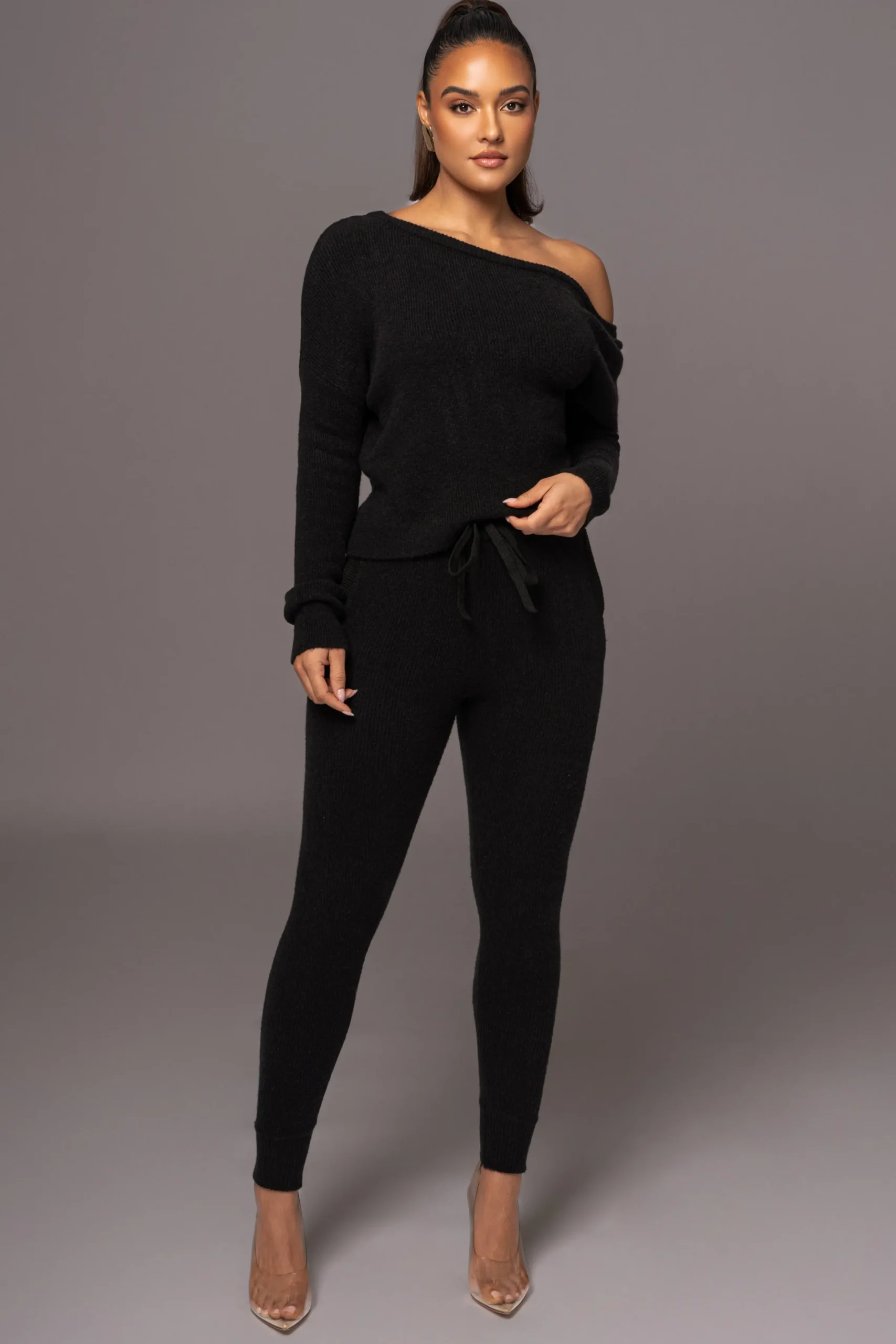 JLUXLABEL Black Sedona Knit Pant Set