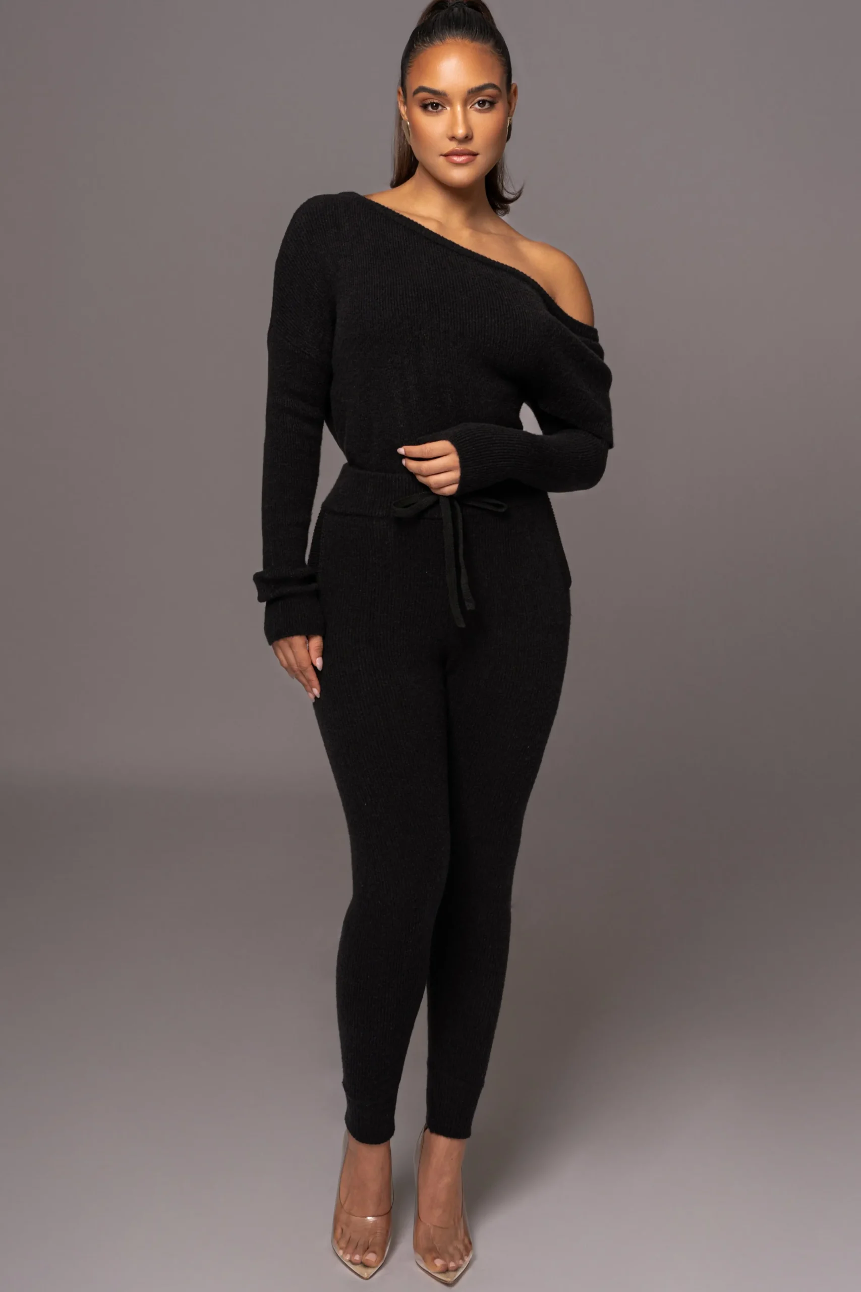 JLUXLABEL Black Sedona Knit Pant Set