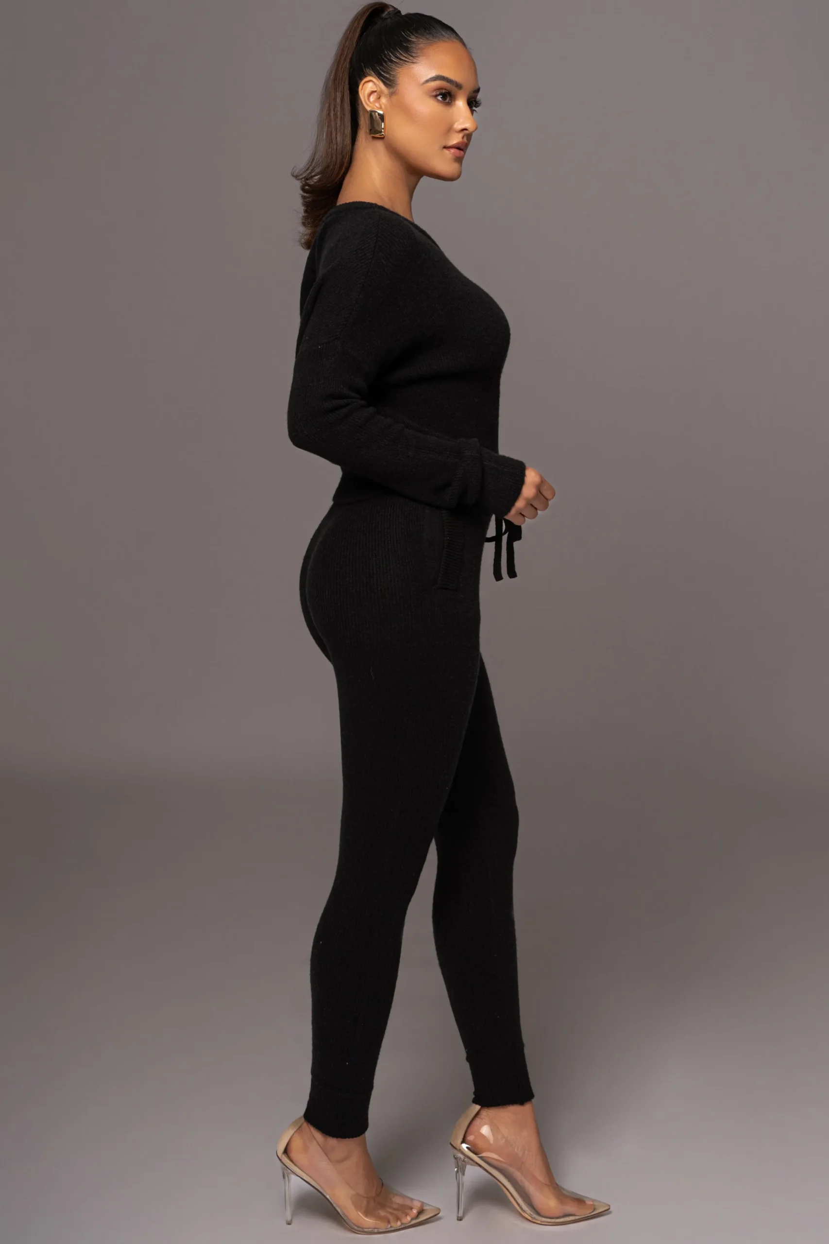JLUXLABEL Black Sedona Knit Pant Set