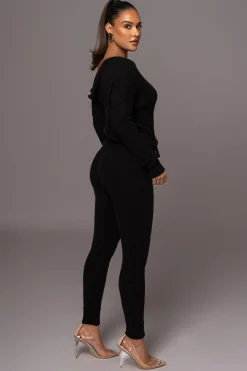JLUXLABEL Black Sedona Knit Pant Set