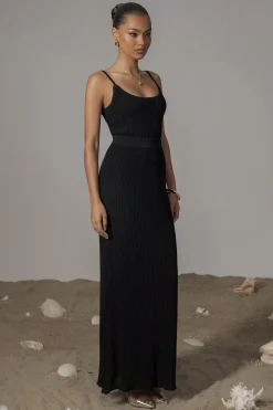 JLUXLABEL Black Serena Ribbed Skirt Set