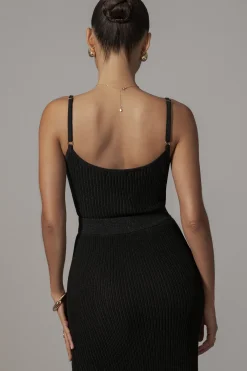 JLUXLABEL Black Serena Ribbed Skirt Set