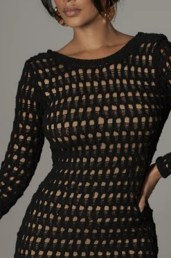 JLUXLABEL Black Serene Wonders Crochet Dress