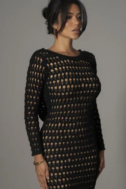 JLUXLABEL Black Serene Wonders Crochet Dress