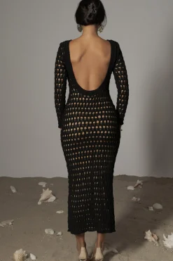 JLUXLABEL Black Serene Wonders Crochet Dress