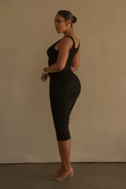 JLUXLABEL Black Shift Of Feelings Midi Dress