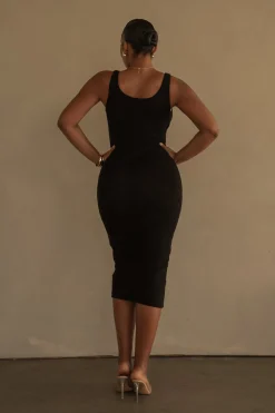 JLUXLABEL Black Shift Of Feelings Midi Dress