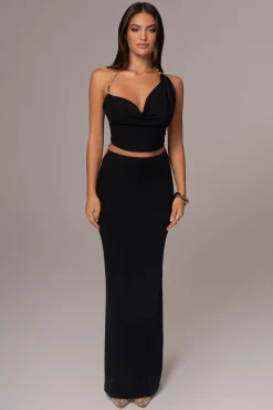 JLUXLABEL Black Skye Knit Skirt Set