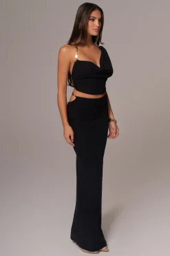 JLUXLABEL Black Skye Knit Skirt Set