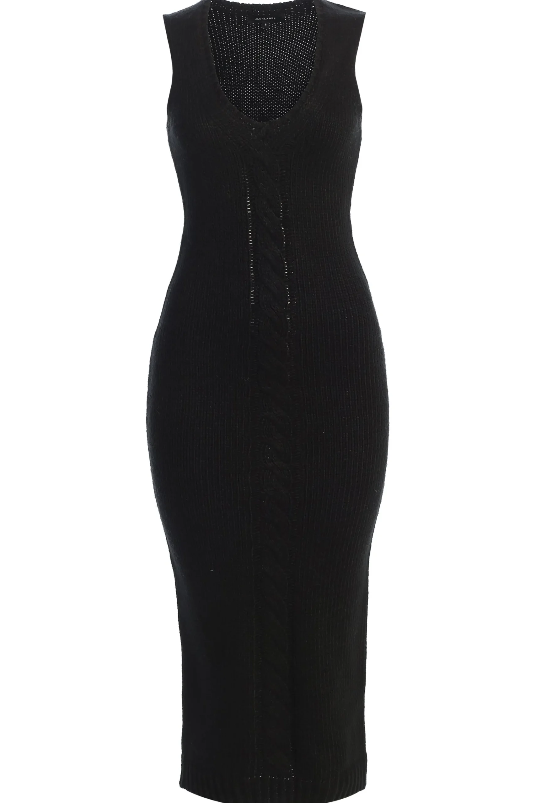 JLUXLABEL Black Sleeveless Cable Knit Dress