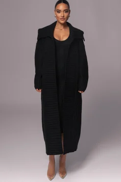JLUXLABEL Black Sleeveless Cable Knit Dress