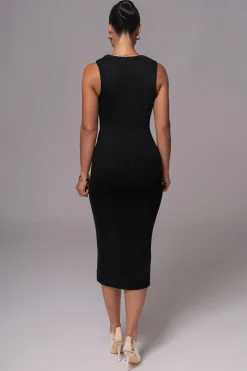 JLUXLABEL Black Sleeveless Cable Knit Dress