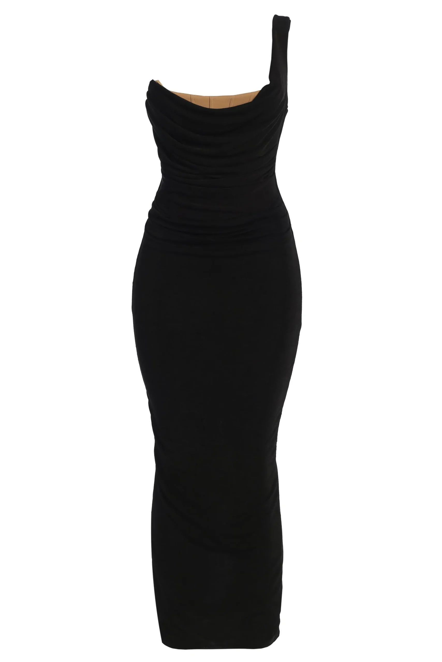 JLUXLABEL Black Slinky Krishna One Shoulder Maxi Dress