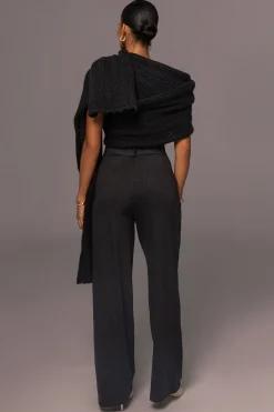 JLUXLABEL Black Soft Life Cable Knit Sweater Top