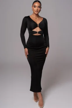 JLUXLABEL Black Soiree Cutout Maxi Dress
