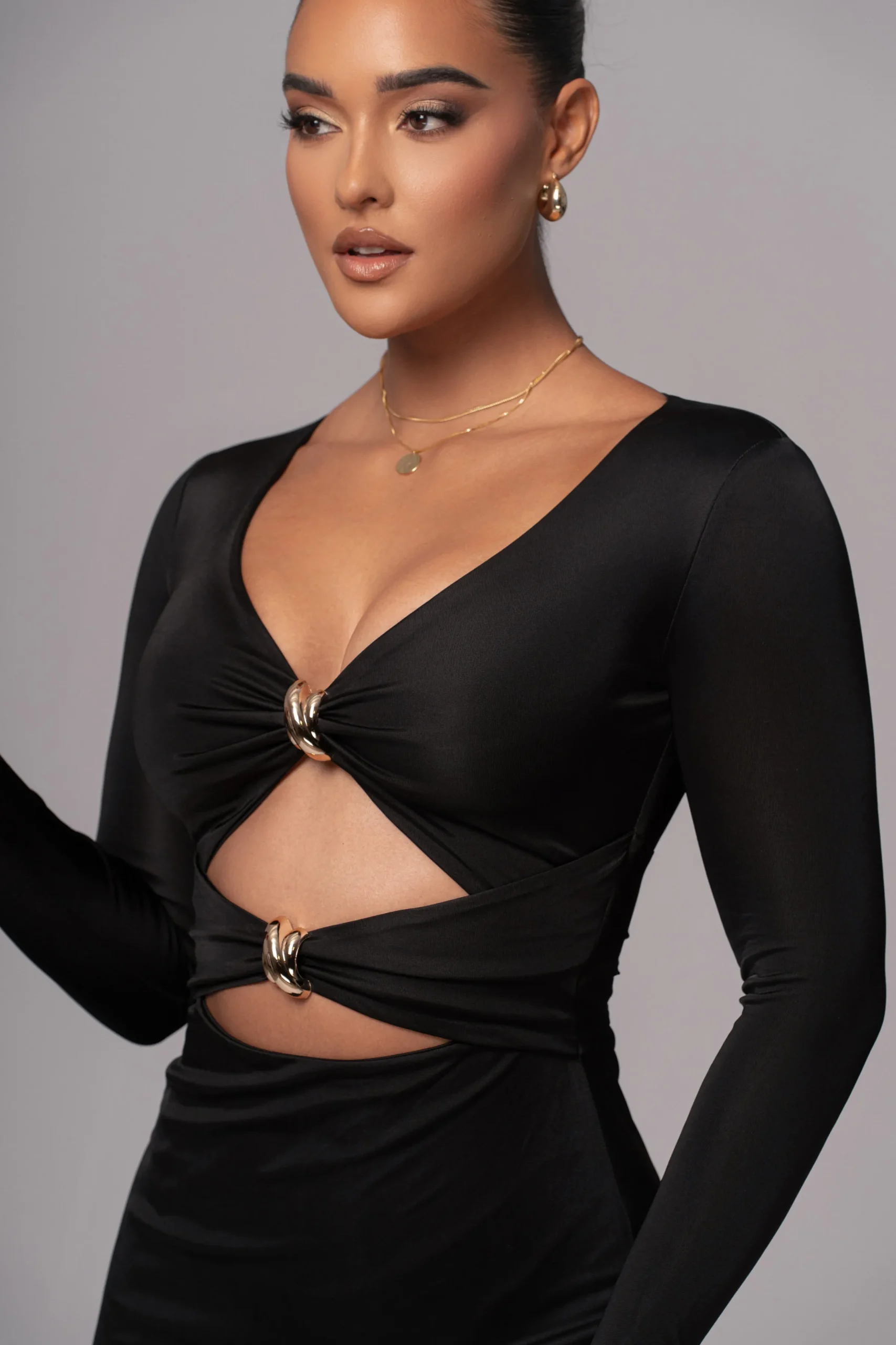 JLUXLABEL Black Soiree Cutout Maxi Dress