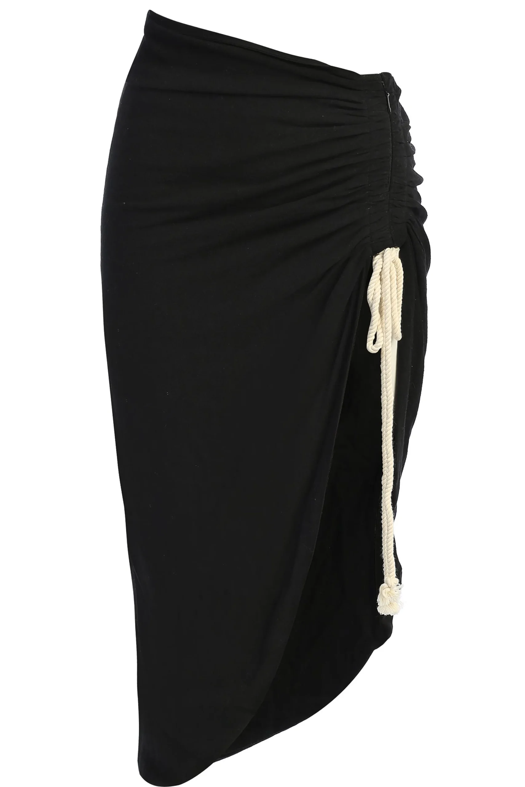 JLUXLABEL Black Spring Ruched Linen Skirt