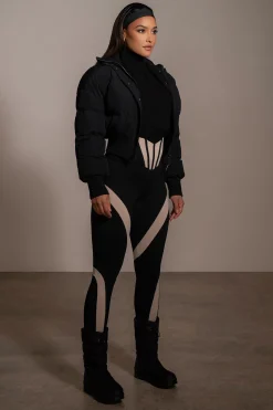 JLUXLABEL Black Stassie Ribbed Jacket