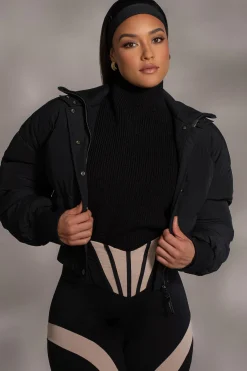 JLUXLABEL Black Stassie Ribbed Jacket