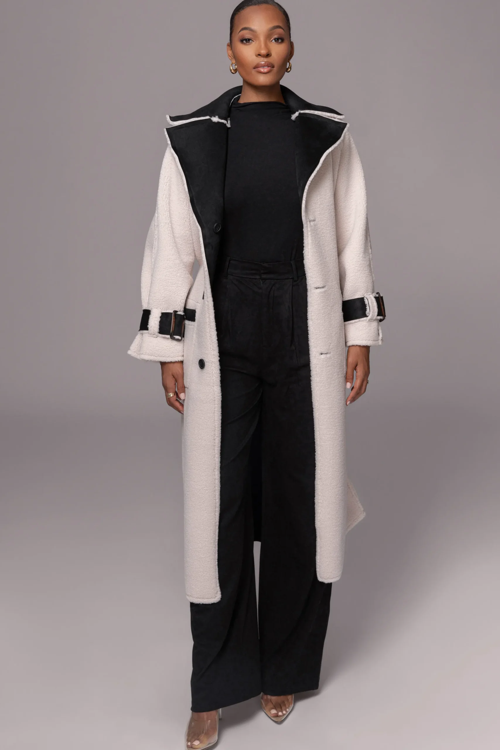 JLUXLABEL Black Suede And Sherpa Reversible Coat
