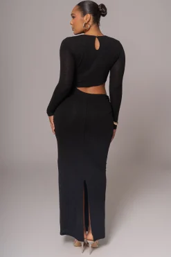 JLUXLABEL Black Summer Romance Cutout Dress