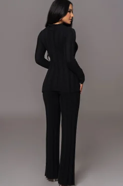 JLUXLABEL Black Take A Chance Ribbed Pant Set