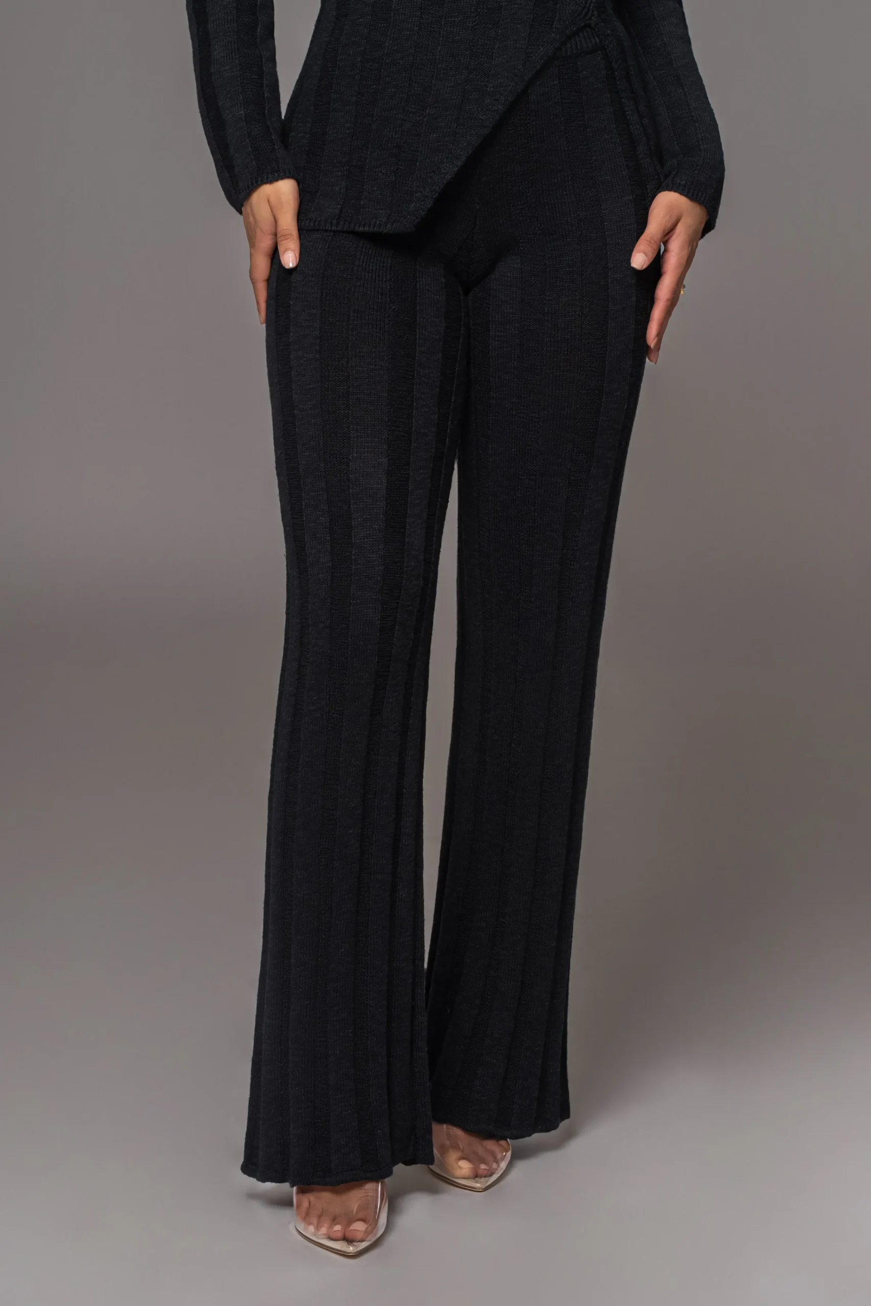 JLUXLABEL Black Take A Chance Ribbed Pant Set