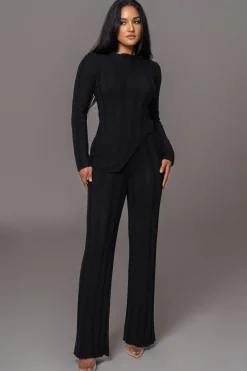 JLUXLABEL Black Take A Chance Ribbed Pant Set