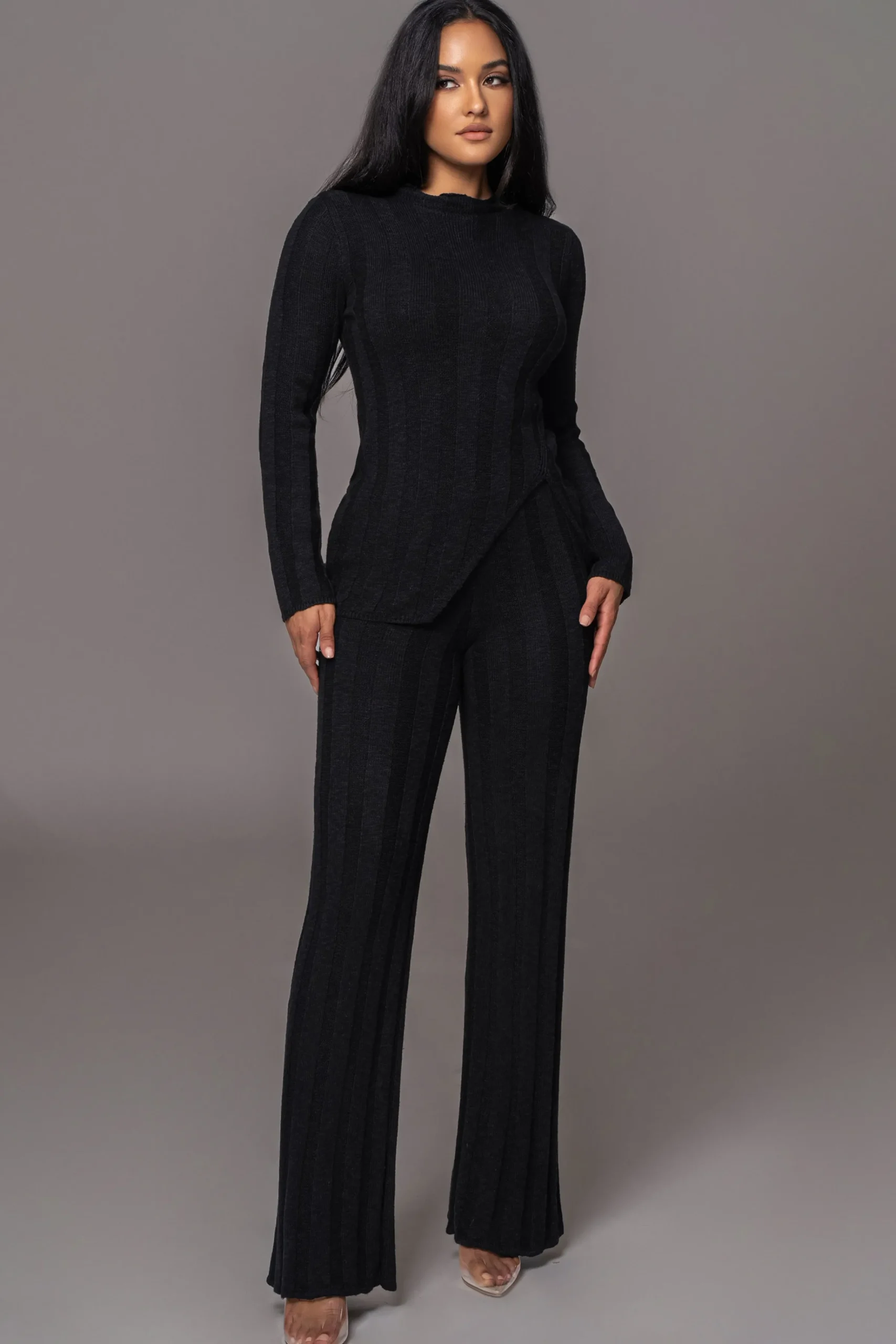 JLUXLABEL Black Take A Chance Ribbed Pant Set