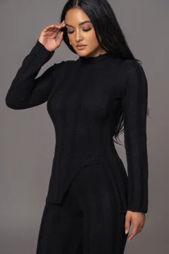 JLUXLABEL Black Take A Chance Ribbed Pant Set
