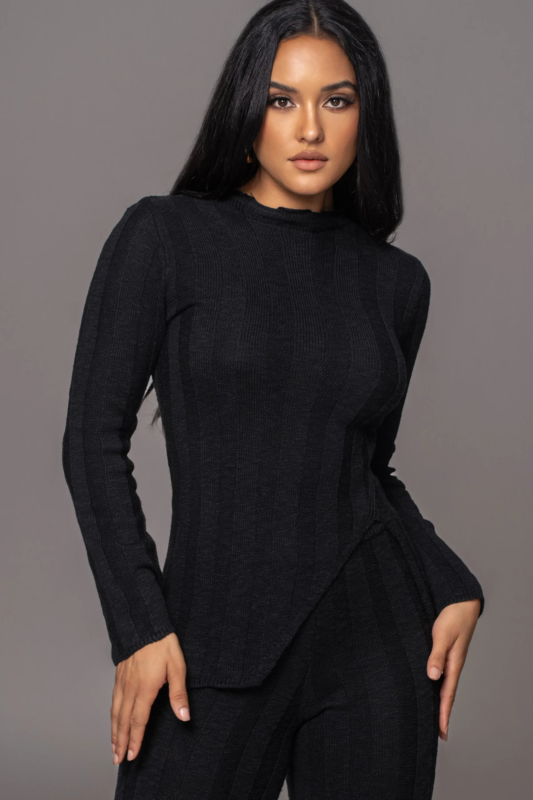 JLUXLABEL Black Take A Chance Ribbed Pant Set
