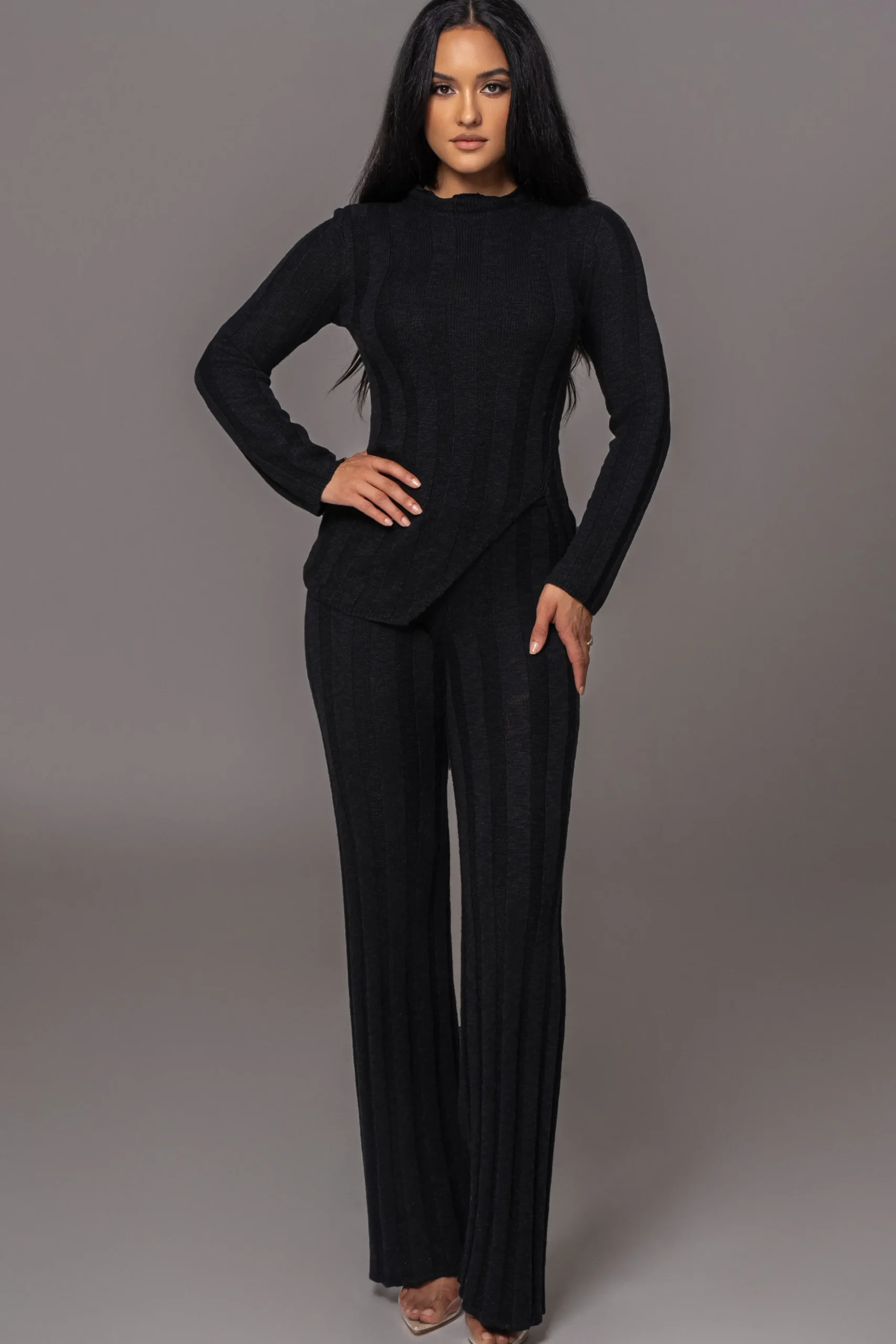 JLUXLABEL Black Take A Chance Ribbed Pant Set
