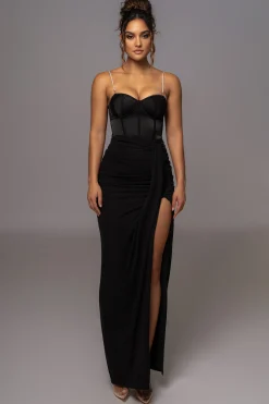 JLUXLABEL Black Tara Drape Skirt