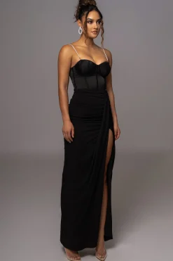 JLUXLABEL Black Tara Drape Skirt