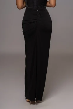 JLUXLABEL Black Tara Drape Skirt