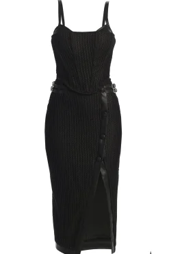 JLUXLABEL Black Textured Harley Corset Top