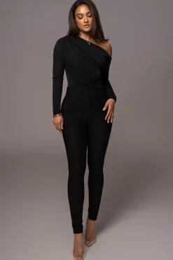 JLUXLABEL Black Ultra High Neck Bodysuit