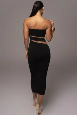 JLUXLABEL Black Unpredictable Midi Dress