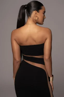 JLUXLABEL Black Unpredictable Midi Dress