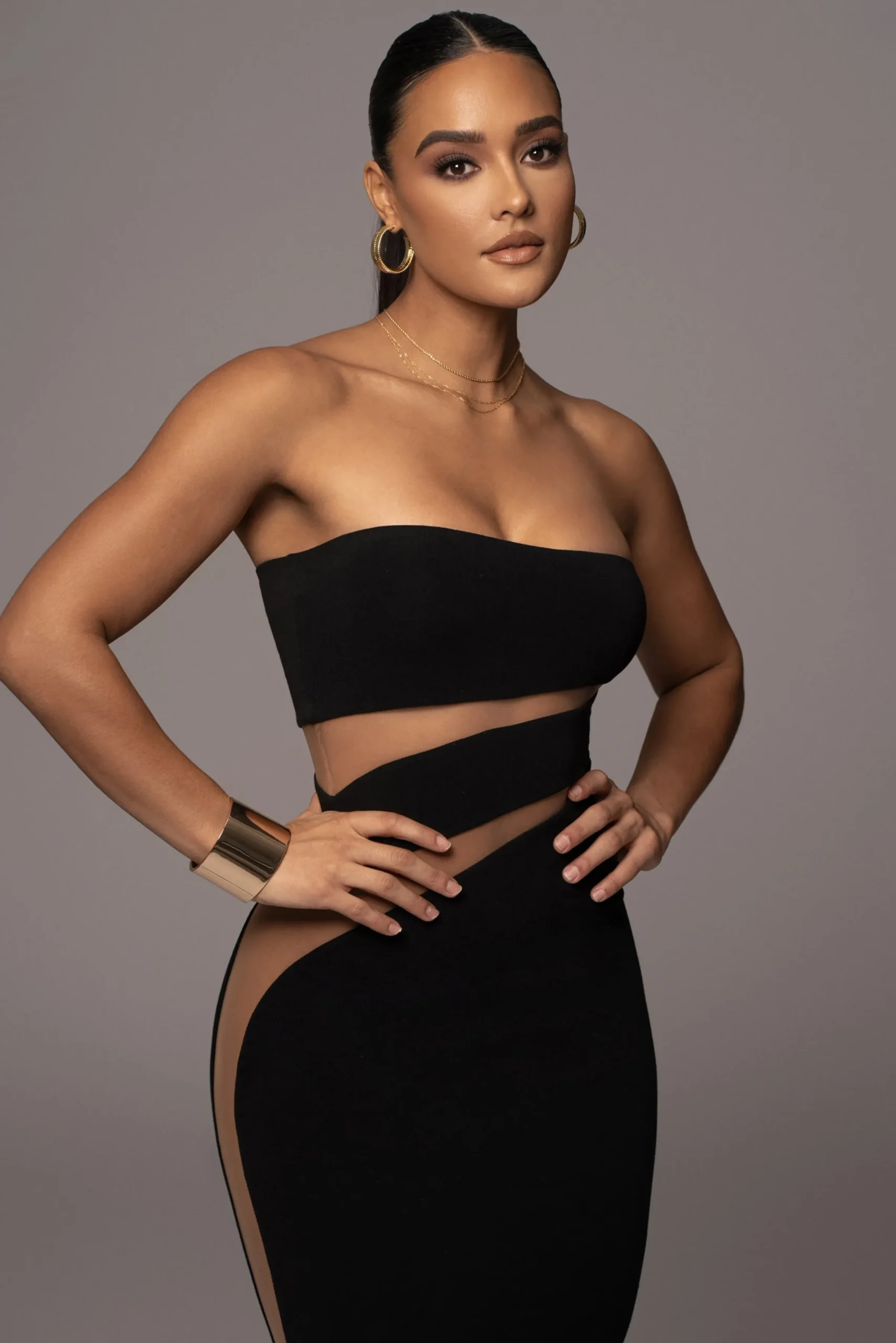 JLUXLABEL Black Unpredictable Midi Dress