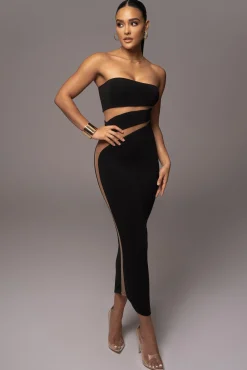 JLUXLABEL Black Unpredictable Midi Dress