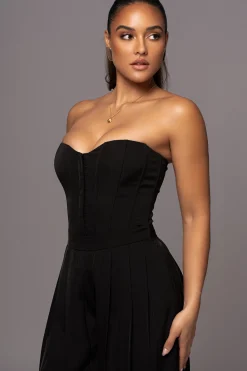 JLUXLABEL Black Viv Satin Bustier Top