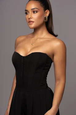JLUXLABEL Black Viv Satin Bustier Top