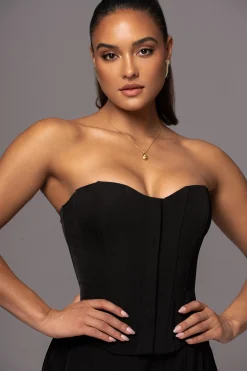 JLUXLABEL Black Viv Satin Bustier Top