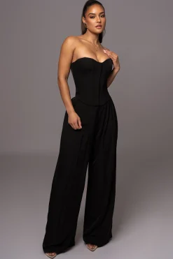 JLUXLABEL Black Viv Satin Bustier Top